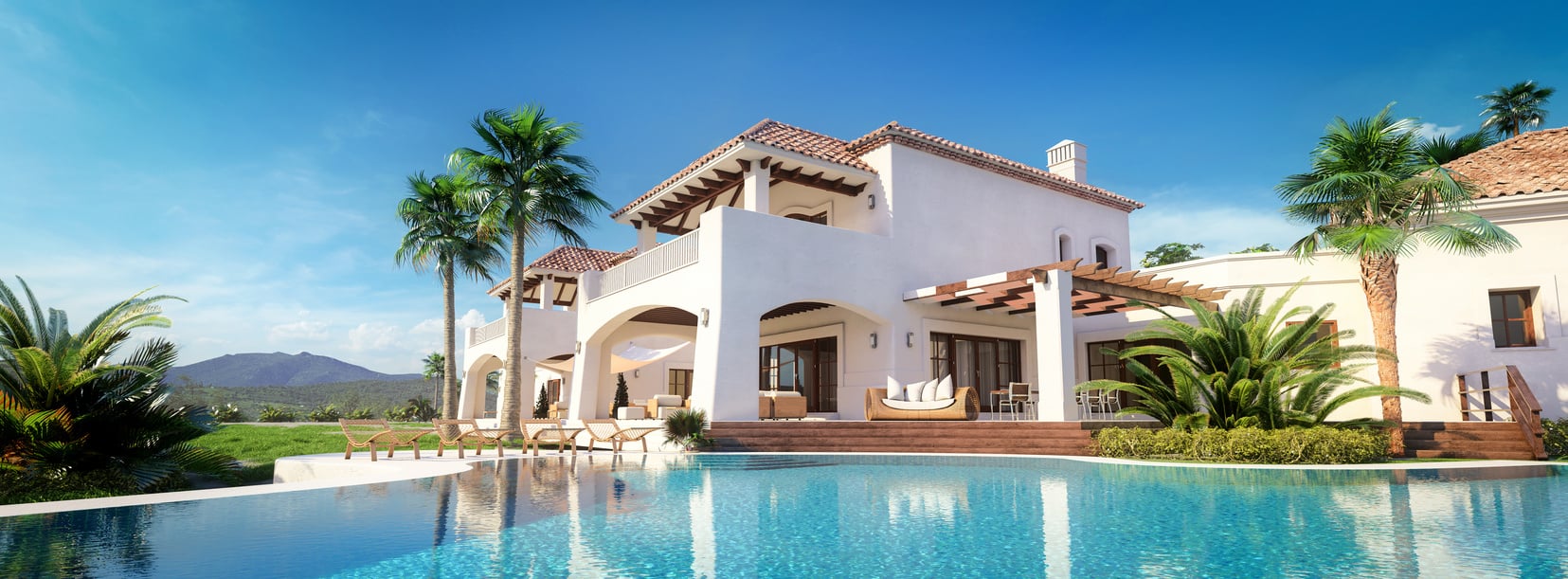 Luxury villa with pool and terracotta roof